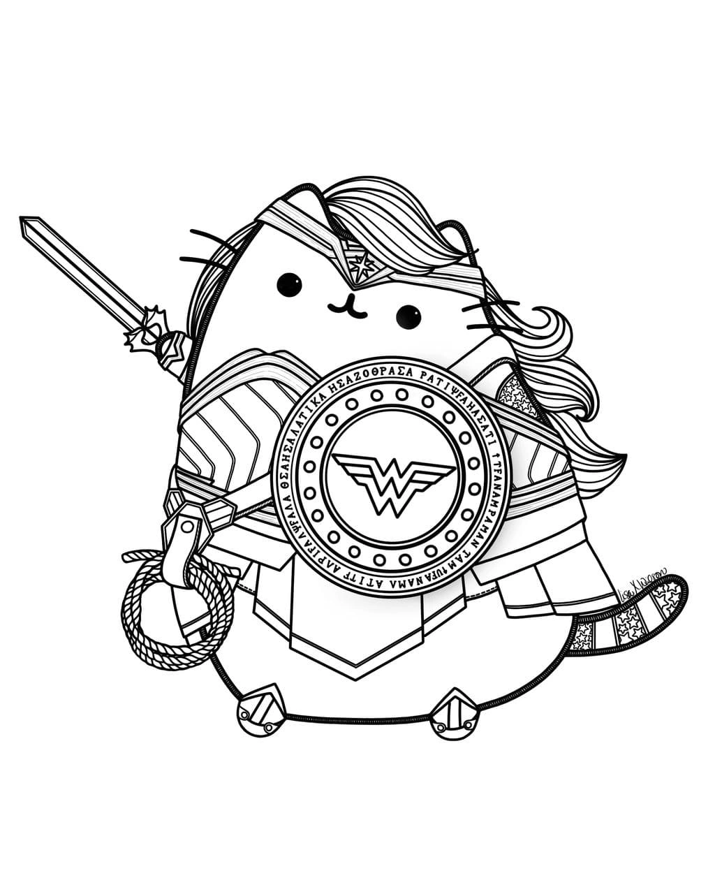 Kolorowanka Pusheen rycerz